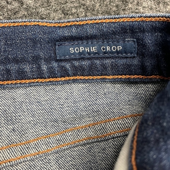 Agolde Sophie Distressed Ripped Blue Jeans Ankle Cropped Denim Holes Worn 32 - Picture 4 of 8